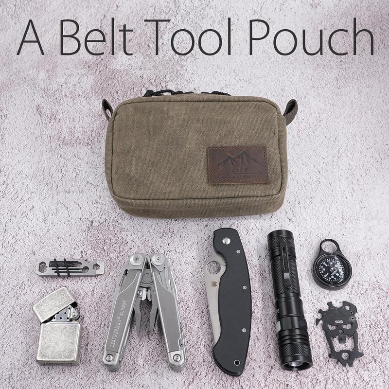 diodrio Belt Pouch for Men Women YKK Zippers EDC Pouch, Belt Bag Waist Pack for Hiking, Water Resistant, Waxed Canvas, Olive - Image 4